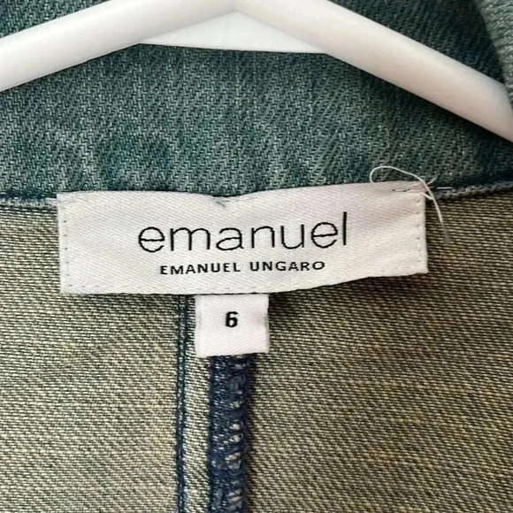 [US6] Emanuel Ungaro~Denim Jacket W/Beaded  Geometric Designs - Picture 5 of 7